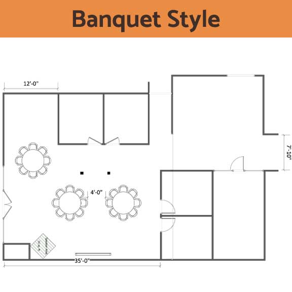 Banquet style room setup