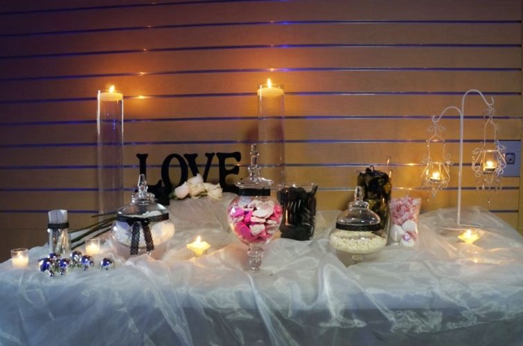candles and decorations for the wedding event