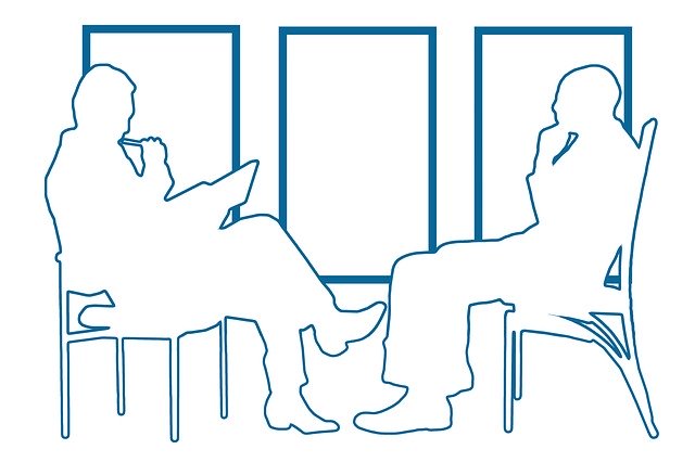 drawing of two people in an interview