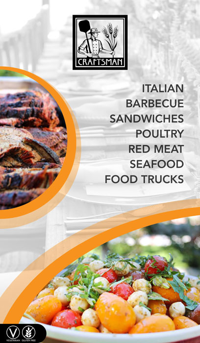 Craftsman menu options for italian, barbecue, sandwiches, poultry, red meat, seafood, and food trucks