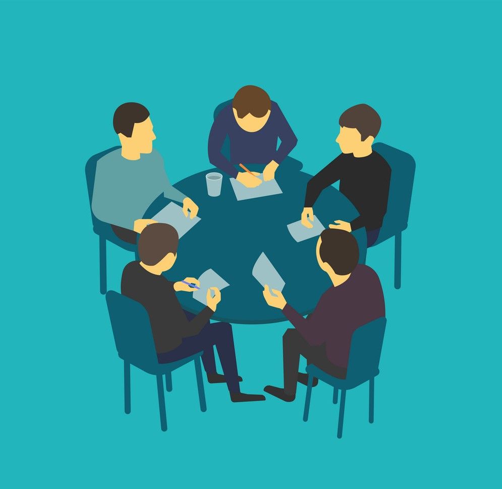 small team meeting at table talks